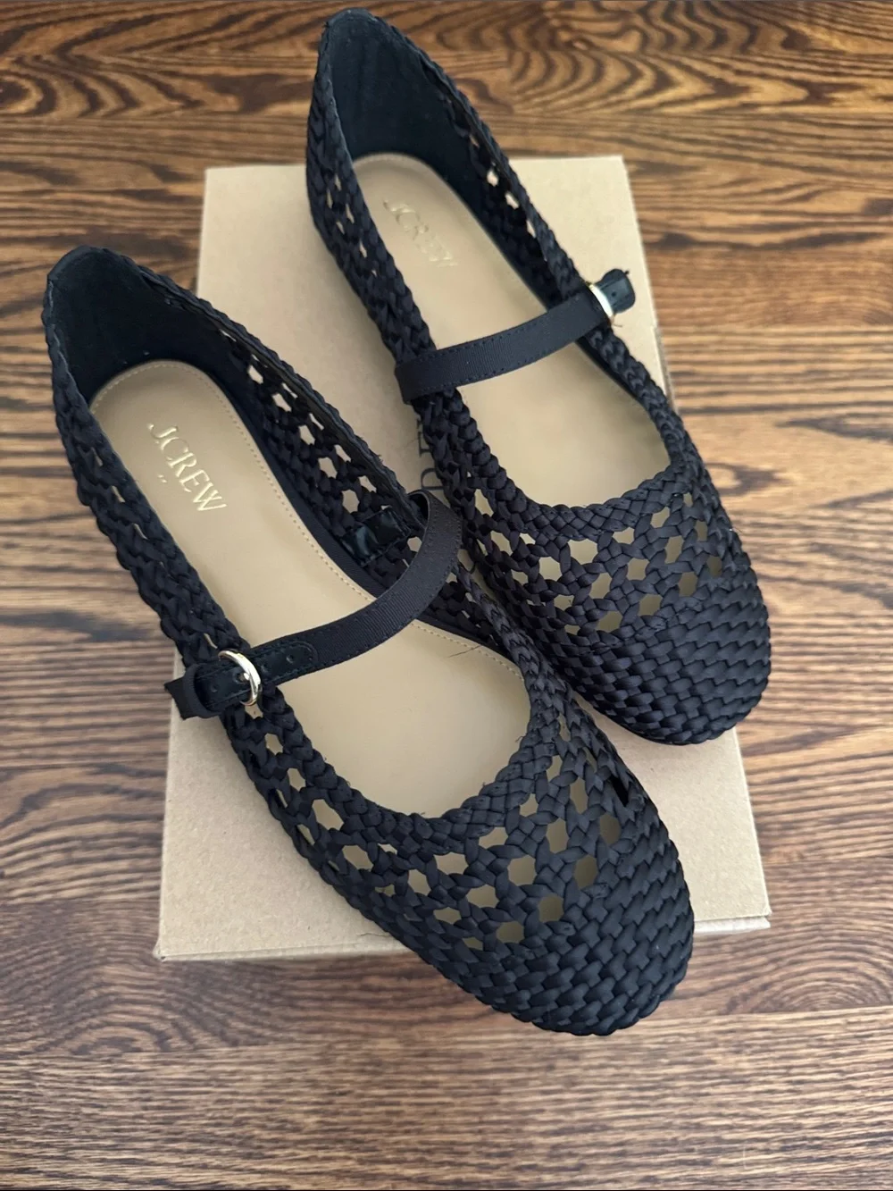 J. Crew black satin woven Mary Jane flats. NWT.  Size 8 1/2.